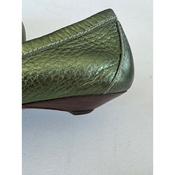 Prada Metallic Olive Leather Plaque Loafers EU 36 Vintage Y2K Made Italy - Picture 5 of 15